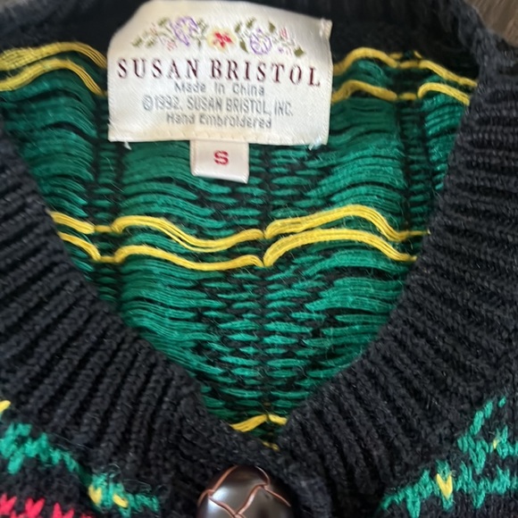 Vintage Susan Bristol teddy bear cardigan, size small Christmas sweater - Picture 2 of 9